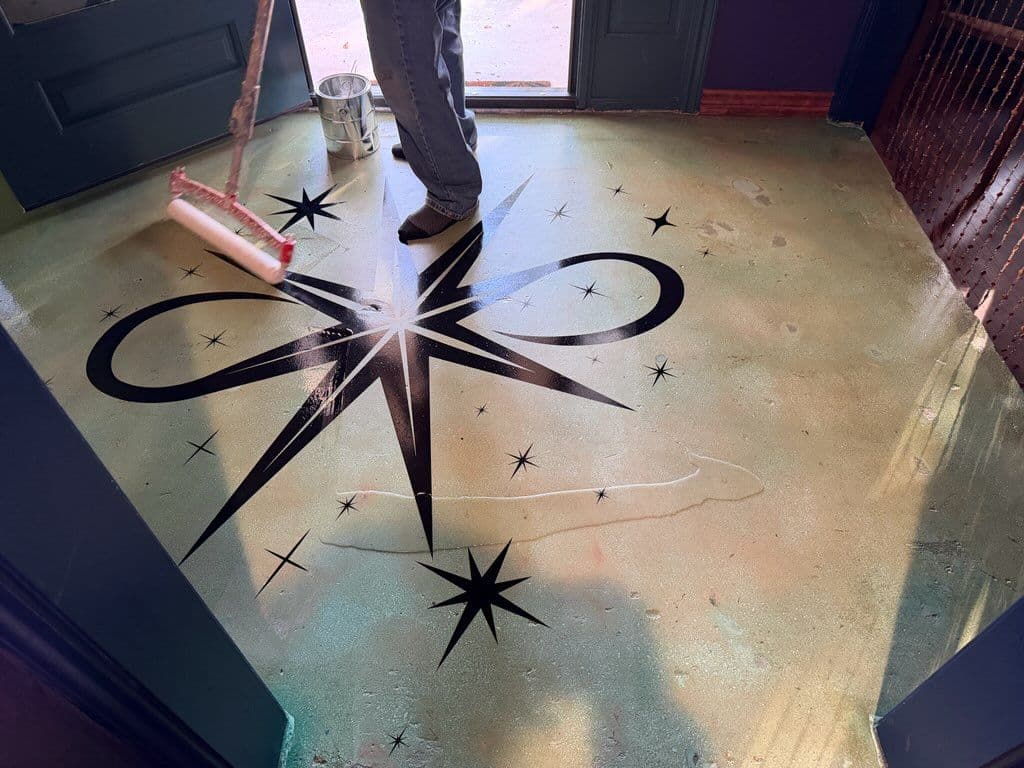 Artistic Stained Concrete Floor in Home Kitchen image
