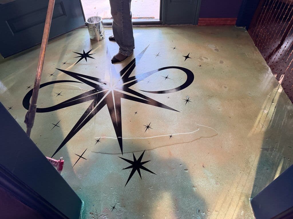 Gallery photos for Artistic Stained Concrete Floor in Home Kitchen: Image #1