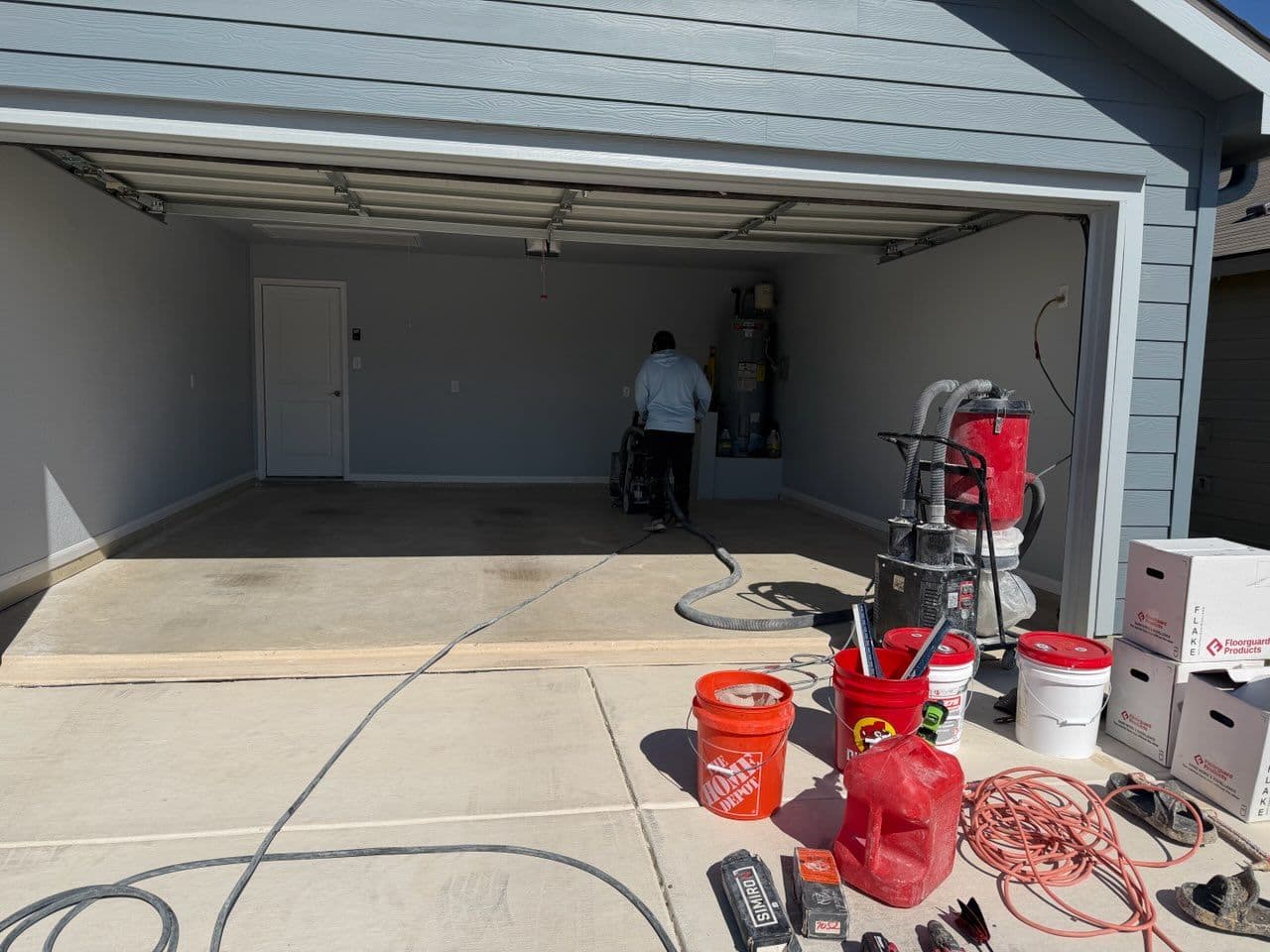 Flake Epoxy Flooring Transformation in Kerrville Garage image