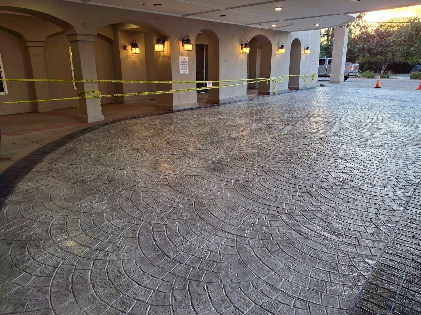 Stunning Stamped Concrete Driveway with European Fan Overlay
