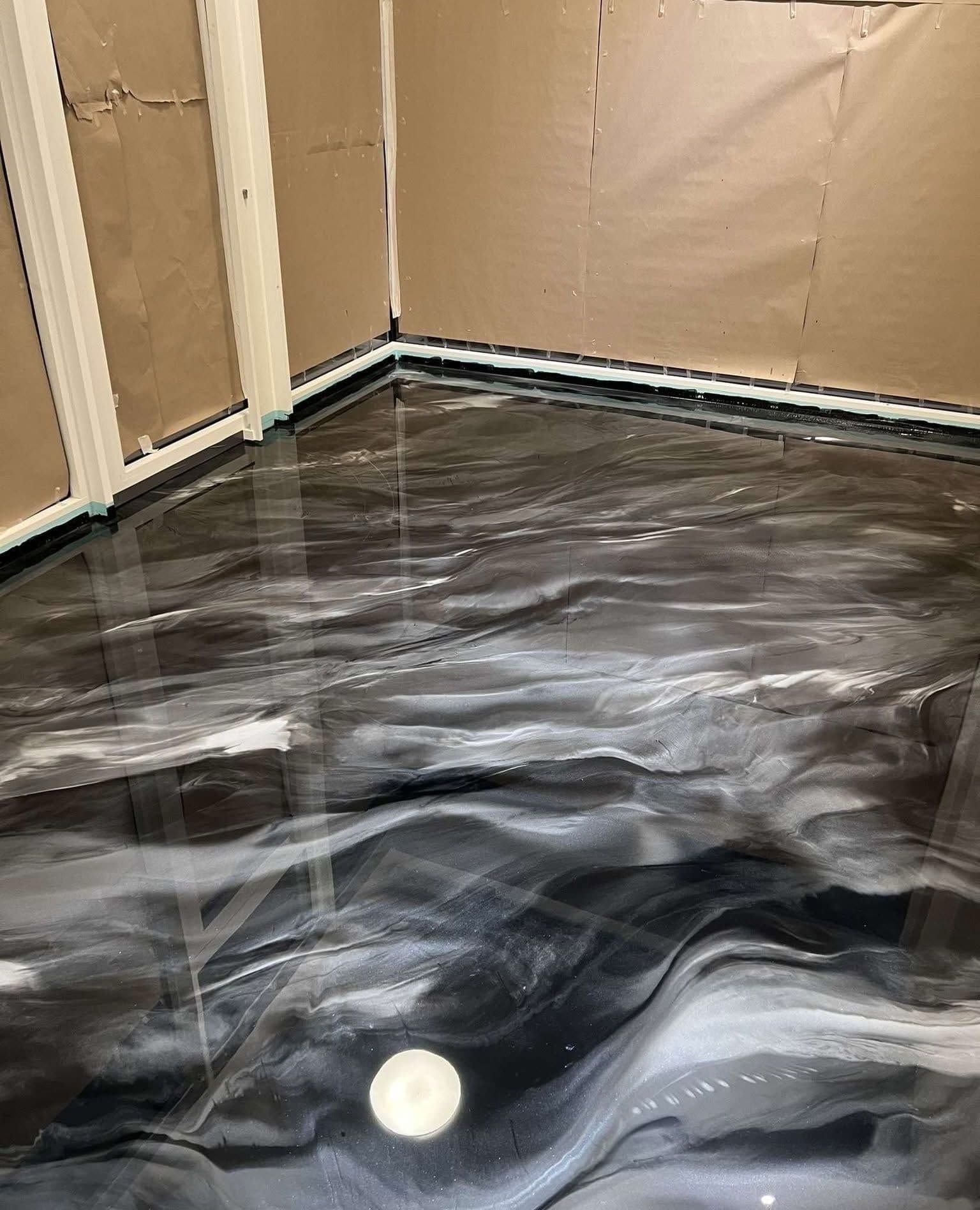 High-Gloss Metallic Epoxy Flooring in Commercial Space image