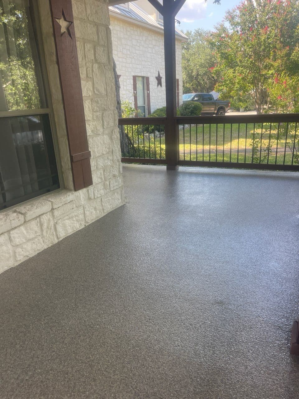 Gallery photos for Transform Your Porch with Durable Flake Epoxy Flooring: Image #1