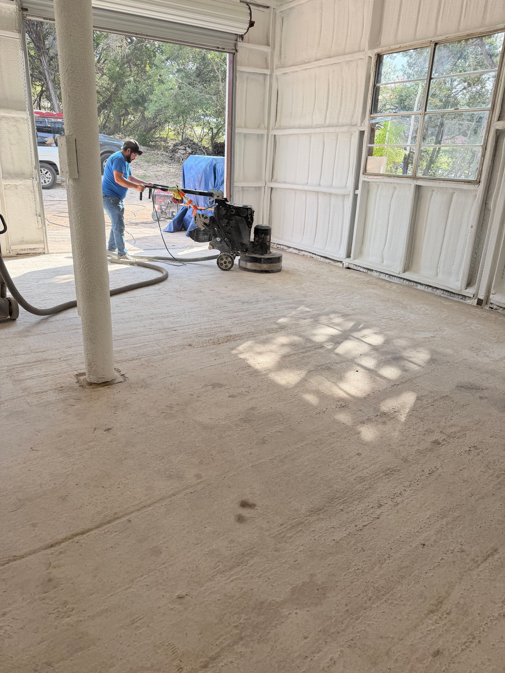Rough Concrete Slab Gets a Raven Flake Epoxy Finish image