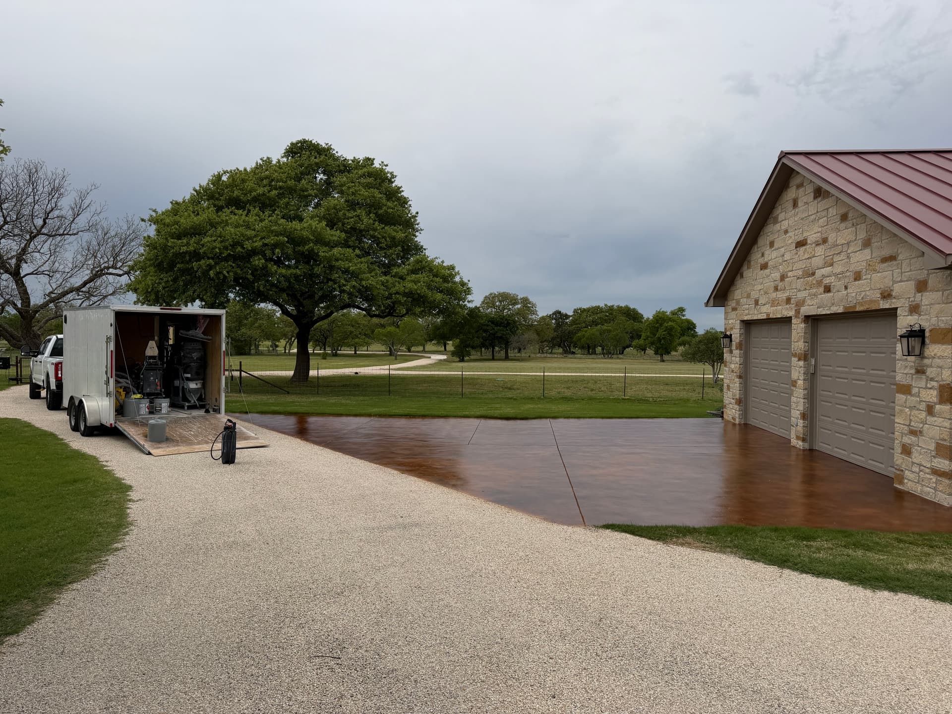 Stained Concrete Driveway on a Texas Hill Country Property image