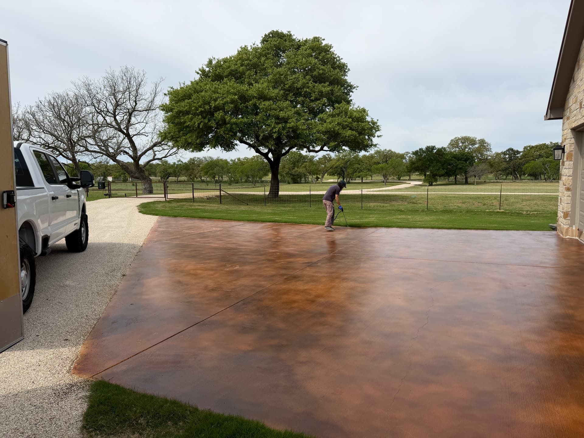 Gallery photos for Stained Concrete Driveway on a Texas Hill Country Property: Image #1