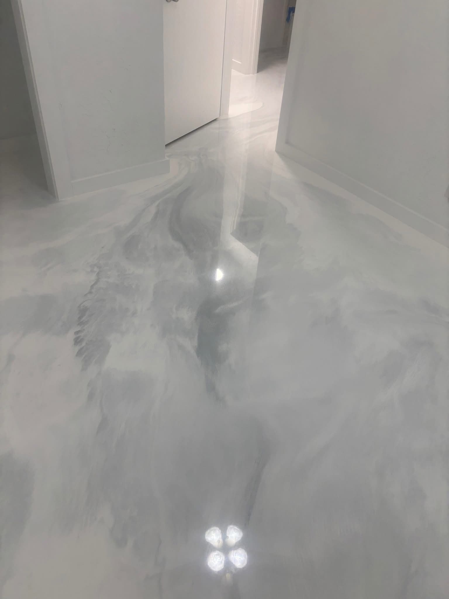Gallery photos for Subtle Metallic Epoxy Floor That Looks Like Polished Marble: Image #3